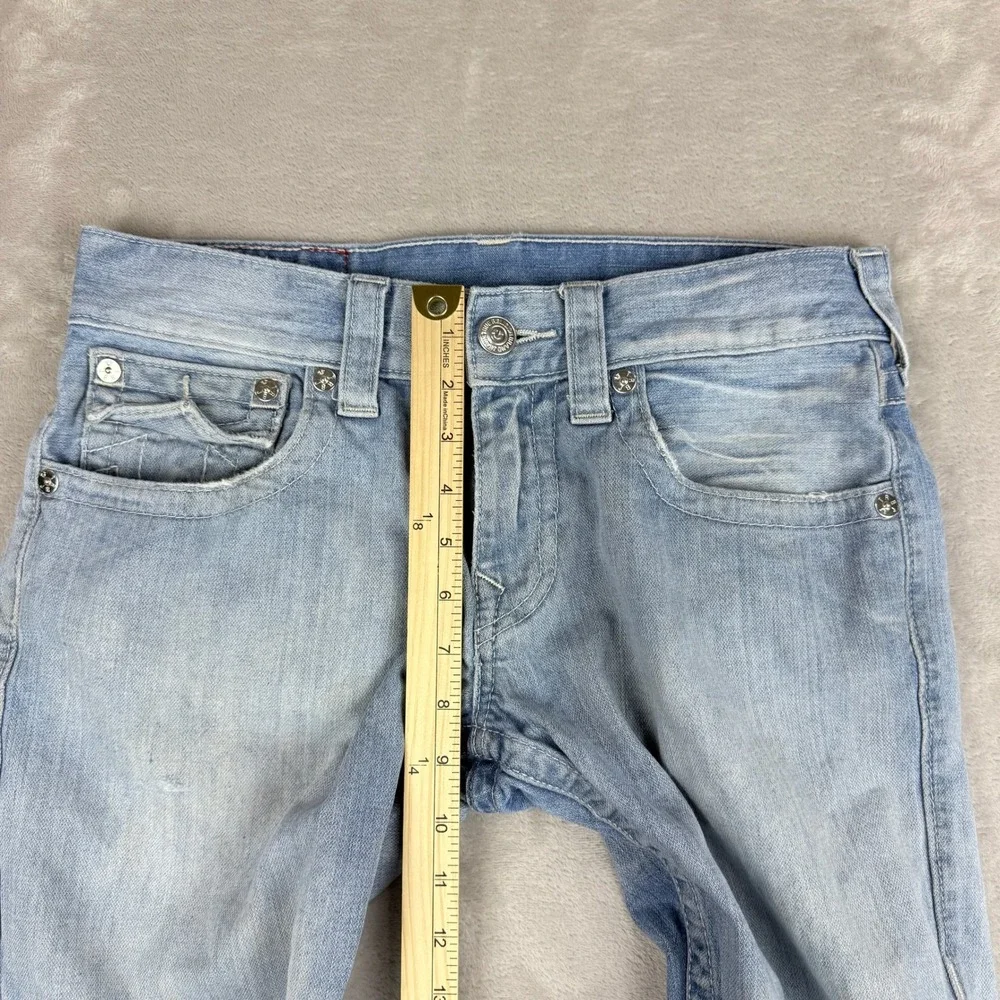 True Religion Straight Leg Jeans Men 30 (32x32.5) Blue Thrashed Grunge Steet Y2K